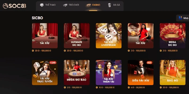 tài xỉu livestream Soc88 Trải nghiệm casino sống động tại tài xỉu livestream Soc88