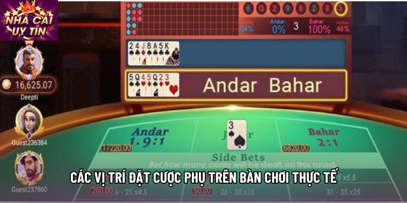 Các vị trí đặt cược phụ trên bàn chơi thực tế